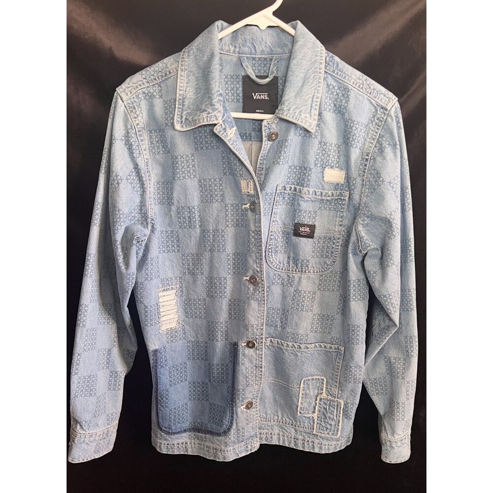 Vans Mended Check Denim Distressed Jean Denim Jacket Small
